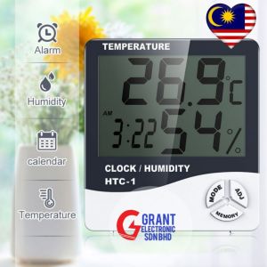 LCD Temperature Humidity Meter Digital Thermometer Hygrometer Weather Station Alarm Clock HTC-1