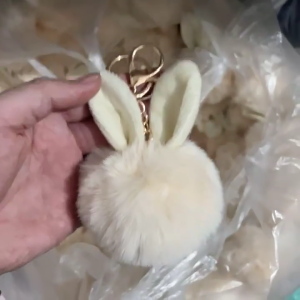 Plush Toy Backpack Pendant Rabbit Ear Toy Keychain Ornament Bag Charm Christmas New Year Gift for Girls Women Dia 9-10cm