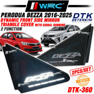 DTK Perodua Bezza 2016 - 2025 Dynamic Front Side Mirror Triangle Cover With Signal Running