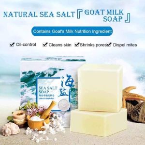 Xà Phòng Muối Biển & Sữa Dê 100g Thiên Nhiên – Dưỡng Da Mềm Mịn Sáng Khỏe + Lưới Tạo Bọt