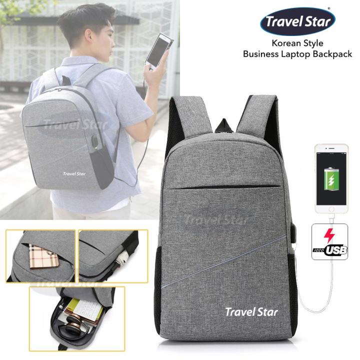 TRAVEL STAR 9811 Korean Style Business Laptop Backpack Anti Theft Water Resistant Travel Bag with USB Charging Port Slim Travel College School Bookbag Lazada