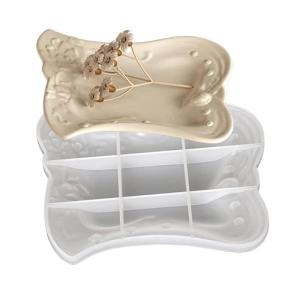 Khuôn khay Silicone kết cấu với các mẫu dập nổi retro hình bầu dục/Tròn/khuôn vuông để làm container tự làm