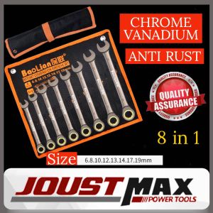 8pcs 6-19mm Wrench Spanner Set Ratchet Combination Wrench Set Metric Manual Tool Set