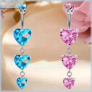 【SHANGZE4】 Thời Trang Zircon Tim Belly Button Ring Cho Phụ Nữ Cô Gái Shining Pha Lê Rốn Vòng Cơ Thể Đồ Trang Sức Phụ Kiện