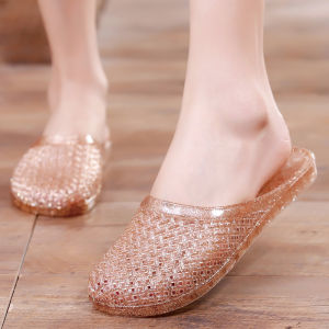 Free Shipping Summer New Style Indoor Flat Non-Slip Shiny Fashionable Hollow Breathable Slippers