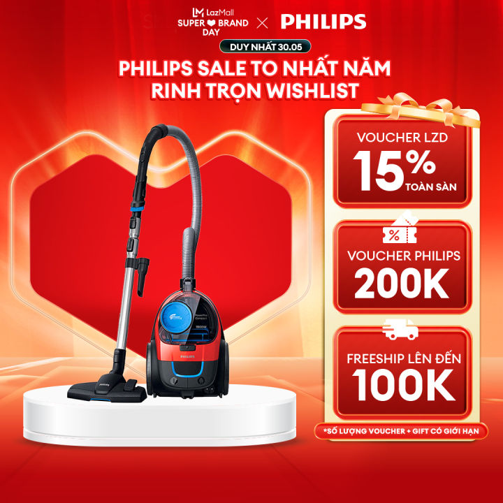 [12H-18H 30.5 VC PHILIPS GIẢM 15%] Máy Hút Bụi Philips FC9351/01 1900W - Hàng Phân Phối Chính Hãng - Đầu Hút Multi Clean - Bộ Lọc Hepa 10 Có Thể Rửa