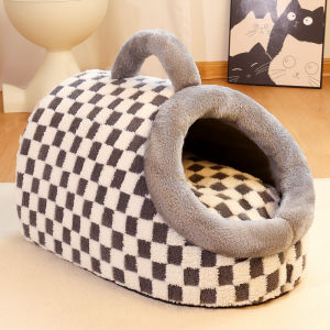 SKISOPGO Semi Enclosed Cat Nest with Tilam Kucing Removable Dog Bed House Warm Katil Kucing Cat House Pet Bed