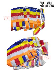 Cờ dây phật giáo trang trí hình chữ nhật 20 lá vải phi bóng để trang trí dịp lễ hội tiệc ngoài trời