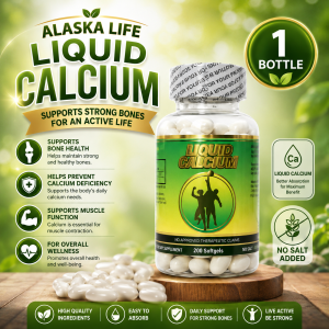 Alaska Life Liquid Calcium Softgels Helps Strengthen Bones Daily Calcium Supplement