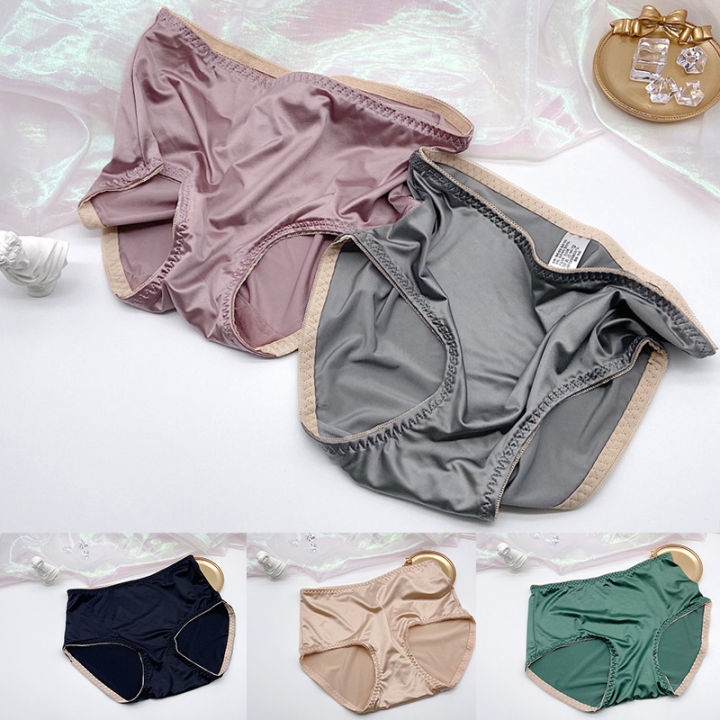 anb Silk Satin Panties for Women Sexy Seamless Lingerie High Elastic Waist  Soft Briefs Underpants Underwear Female Fancy Home Suit