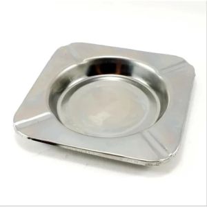 Asbak Rokok Stainless Bulat / Tempat Rokok Ashtray Silver Anti Karat