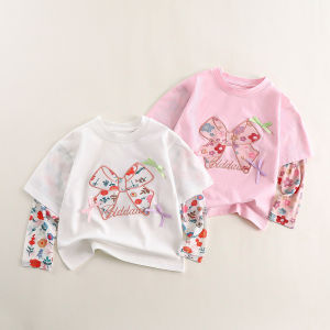 เสื้อยืดฤดูร้อนสำหรับเด็กผู้หญิงเสื้อผ้าฤดูร้อนแขนน้ำแข็งครีมกันแดดท็อปส์ซูผ้าฝ้ายแท้เสื้อผ้าฤดูร้อนสำหรับเด็ก