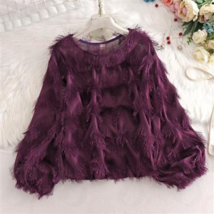 Korean Style Fringed Long-sleeved Pullover Bottoming Shirt
