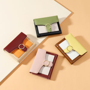 MINGKEกระเป๋าสตางค์เหรียญสําหรับผู้หญิงPatchwork Multifunctionสั้นแฟชั่นเกาหลีสไตล์