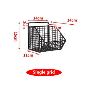 Wall Grid Storage Rack Baskets for Seasoning Packets Snacks Kitchen Utensils Space Saving Organizer