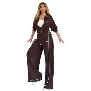 original alo European and American womens autumn and winter new fashion elegant casual high-end suit with embroidered wide-leg two-piece set