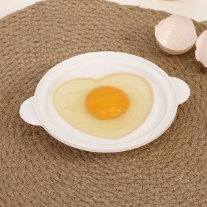 Microwave Egg Steamer Heart Shape with Lid Japanese Style Easy Clean PP Material Breakfast Helper