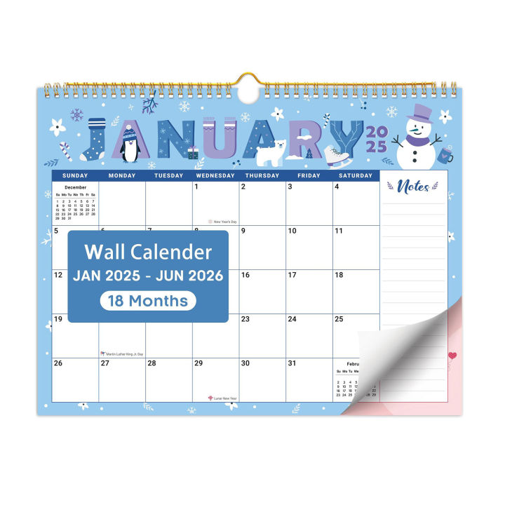 Wall Calendar Double Wire Binding 18month Wall Calendar 20252026 Wall