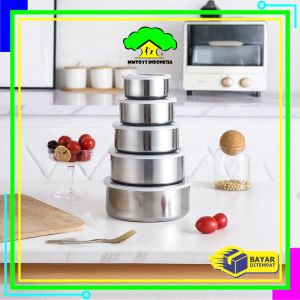 MI-C1214 Rantang Stainless Steel 5in1 Dengan Tutup Plastik Portable / Tempat Penyimpanan Makanan