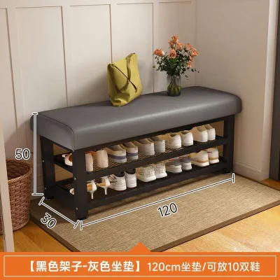 Shoe Bench 2-in-1 Shoe Rack with Comfortable Seat Entrance Shoe Changing Stool