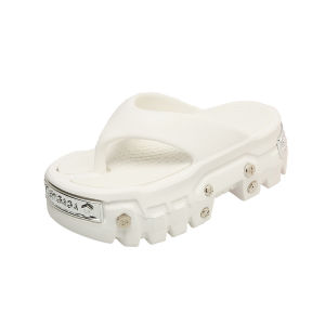 Summer EVA Paris Clogs With Closed Toe Thick Sole Height-Increasing CoupleS Style Punk Thick Sole Metallic Look Outdoor Half-Slipper For Women