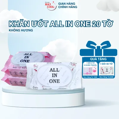 1 Gói Khăn giấy ướt Max Cool ALL IN ONE 20 tờ size mini không hương hàng chính hãng