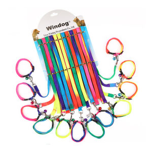 Colorful Rainbow Pet Dog Collar Harness Leash Soft Walking Harness Lead Traction Rope Nylon 120cm