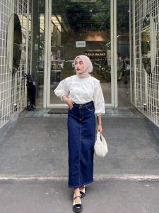 Rok jeans panjang - rok span Korean styles - Rok Jeans slim Wanita Denim Skirt high waist