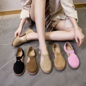 AIYUQI Flat-Soled Retro Frosted Genuine Leather Womens Sandals 2026 New Hollow Womens Shoes Roman Baotou Sandals for Women2026