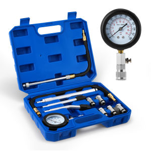 Bộ Bộ kiểm tra áp suất xe ô tô 11 món cho động cơ xăng 0-300 PSI / 0-20 bar Bộ kiểm tra áp suất động cơ xăng xe Đồng hồ đo Nén áp suất xi lanh