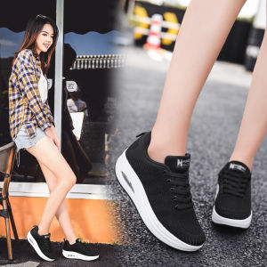 HUIANG รองเท้าผ้าใบผู้หญิงเพื่อสุขภาพ 2020 Air Cushion แพลตฟอร์ม ใส่เดิน ใส่วิ่ง ใส่ออกกำลังกาย พื้นสูง 5 ซม. ขนาด 35-40 มี 4สี พร้อมส่ง