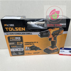 Máy khoan pin 2 tốc độ 10mm 20V (2 PIN) TOLSEN 79033  Khoan sắt  gỗ khoan bê tông
