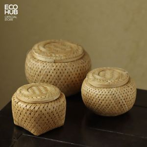 Hộp tre đan ECOHUB đan thủ công Hộp đựng trà / Bánh kẹo / Quà tặng (Size 10cm) | EH056