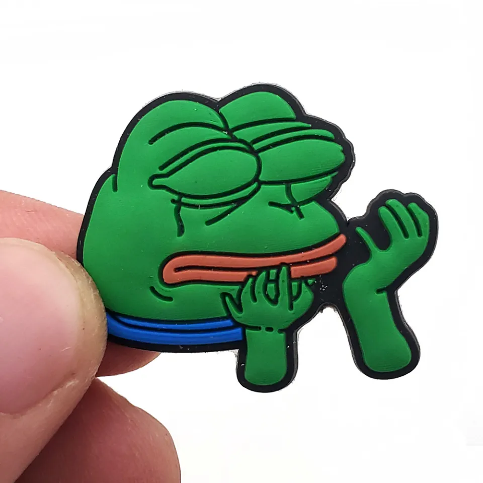 Novelty 1PCS Cartoon Pepe Sad Frog Croc DIY Spoof Green meme Jibz  Accessories Garden Shoe Charms PVC Funny Button Decorate Kids boy Party  Gifts | Lazada Singapore