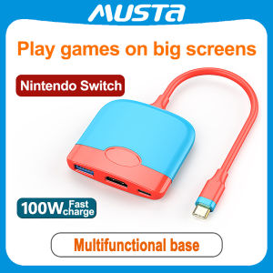 MUSTA  USB Type c OTG 3 in 1 Hub TypeC to HDMI Dock Nintendo Switch Portable Base HD Video Converter 4k HDMI & PD Fast Charging Converter Dock USB C to HD Adapter