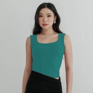 NZINGA Eunji | Tanktop Basic Square Neck Wanita - Atasan Polos Bodycon Nude Elegan | Ukuran S - XXL