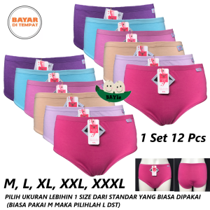 BAYIe - 12 PCS ( 1 Lusin) Celana Dalam / CD Wanita ESSE 828 Multi Colour MURAH Size M L XL XXL XXXL