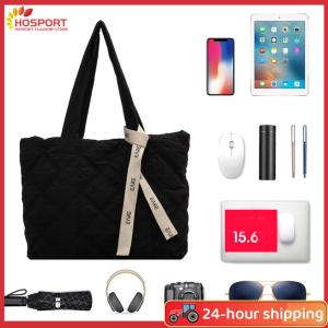 【HOSPORT】Puffer Quilted Tote Bag Soft Cloth Nylon Gym Yoga Bag Lightweight Gym Tote for College Office Clinical Gym