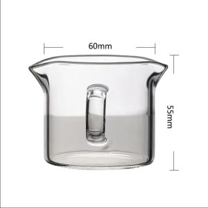 Double Mouth Espresso Coffee Shot Borosilicate Glass Measuring Glass Cup Wooden Handle