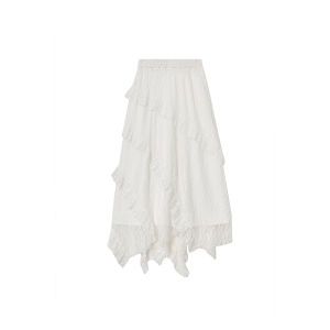 กระโปรงสั้นลูกไม้สีขาวของมาใหม่สำหรับผู้หญิง ELFSACK 2025ฤดูร้อน