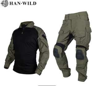 ชุดเครื่องแบบเชิงยุทธวิธีผู้ชายชุดเสื้อผ้าลายพรางผ้าริปสต็อปชุดนิรภัยสำหรับเล่นต่อสู้พินบอลชุดล่าสัตว์พร้อมแผ่นรอง