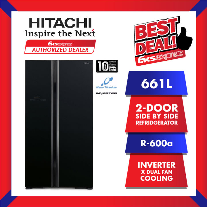 Hitachi RS800P2M GBK 661L 2Door Side by Side Inverter Fridge