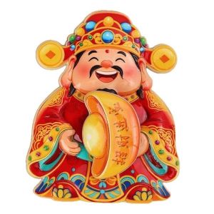 GBDSVD Cartoon New Year ic Sticker God of Wealth Rotatable Lucky Cat Refrigerator Sticker Creative Reusable 3D Refrigerator s Home Kitchen Decoration