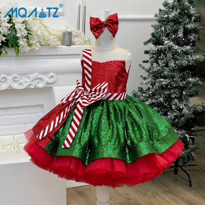 Children's Holiday Dress Flower Girl Dresses Kids' Christmas Gown Slee –  Avadress