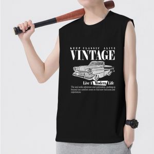 Sando for Men Round-neck vest Fashionable mens vest Car pattern printed top Cotton