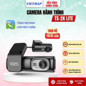 Camera hành trình VIETMAP TS-2K Lite trọn bộ trước sau độ phân giải 2K wifi 5GHZ Tặng bản quyền VIETMAP LIVE PRO - 12 tháng