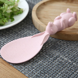 AW ทัพพีตักข้าว ทัพพีตักข้าวรูปกระต่ายน่ารัก ข้าวไม่ติดทัพพี ตั้งได้ ล้างง่าย Wheat straw rice spoon