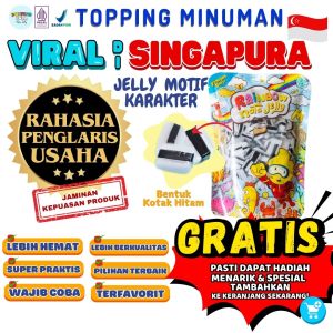 Jelly Motif Karakter Topping Minuman - Jelly Bentuk Kotak Hitam Cocok Untuk Semua Minuman | Popping Boba Meletus Pecah Dimulut Nata Jelly