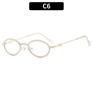 2024 Oval diamond-encrusted sunglasses ins Popular bling Blue light blocking sunglasses
