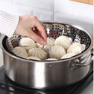 YeXingCheng 304 Stainless Steel Foldable Steamer Rack Steaming Plate Food Fruit Vegetable Rack Drain Dish Cookware Tool